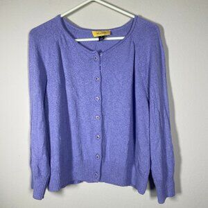 St. John XL Lavender Button-Front Lightweight Cashmere Cardigan